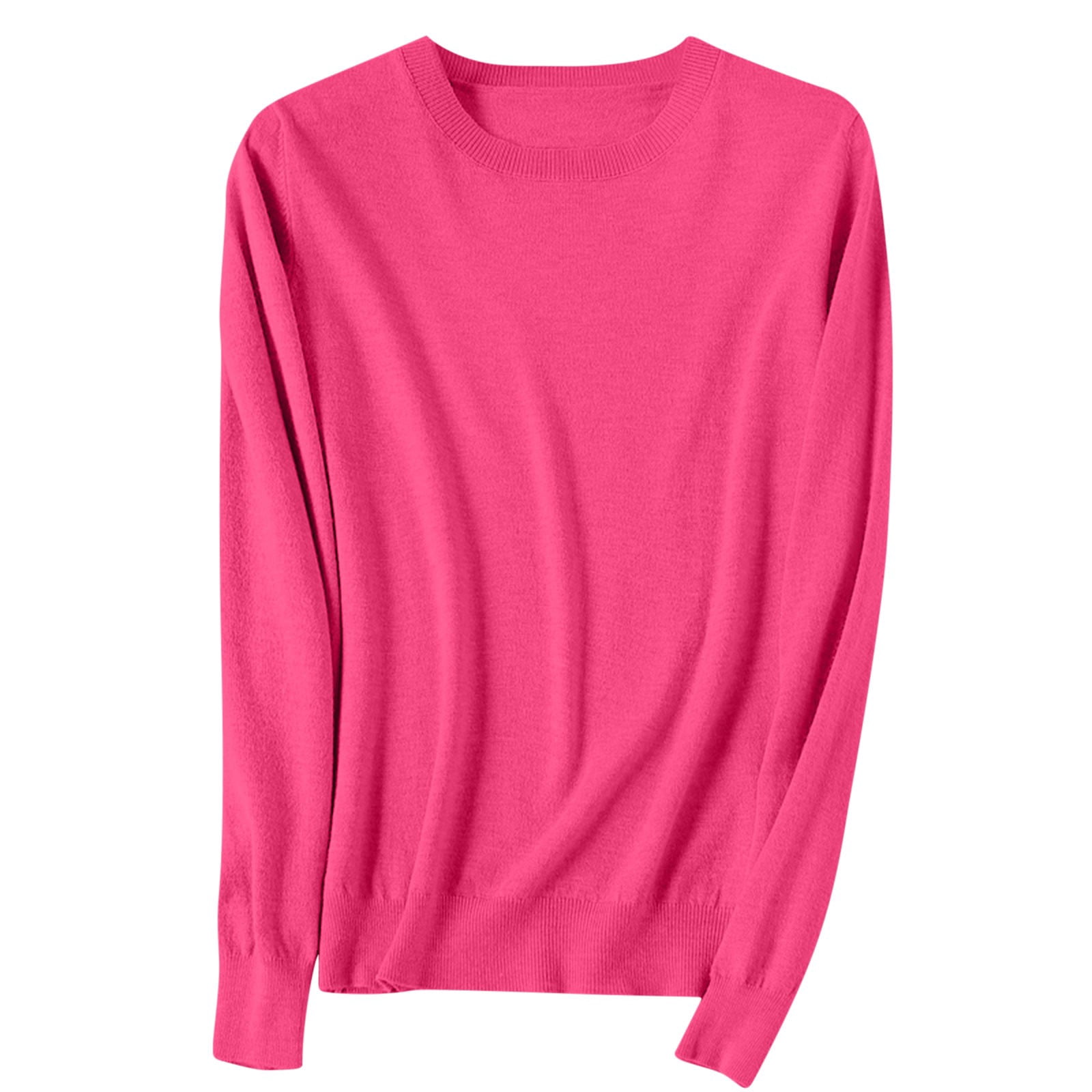 Timegard Chandails pour Femmes Col Ras du Cou Chandail en Tricot Confortable Automne Hiver Décontracté Couleur Unie Manches Longues