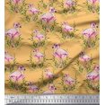 thumbnail image 1 of Soimoi Tissu Georgette Orange Moss Imprimé Herbe & Flamant Rose au Mètre 42 Pouces de Large, 1 of 3