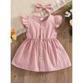 thumbnail image 2 of Honganda Girl Round Neck Dress, Children Solid Color Fly Sleeve Skirt Hairpin, 2 of 9