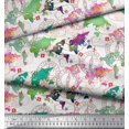 thumbnail image 3 of Soimoi White Heavy Canvas Fabric Stamp & World Map Fabric Prints By Yard 58 Inch Wide, 3 of 5