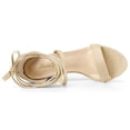 thumbnail image 4 of BLISSFUL STEP Women's Solid Color Strap Block Heel Lace up Sandals, 4 of 7