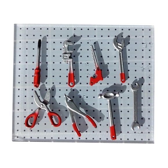 Lipstore 8 Pieces 1/64 Car Garage Tools Scene Model Decoration Mini Auto Repair Tools Red