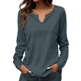 thumbnail image 2 of YLHFASHION Femmes Mode Décontractée Manches Longues Hauts Chemises Blouses Hauts Économies d'Été Liquidation Chemises pour Femmes, 2 of 5