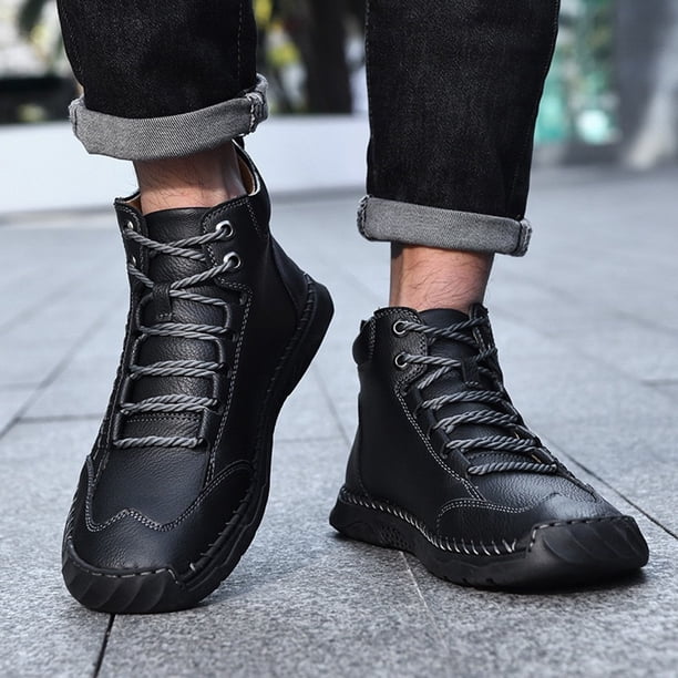 Mens Vintage Stitching Combat Walking Boots Wide Width  display picture 1