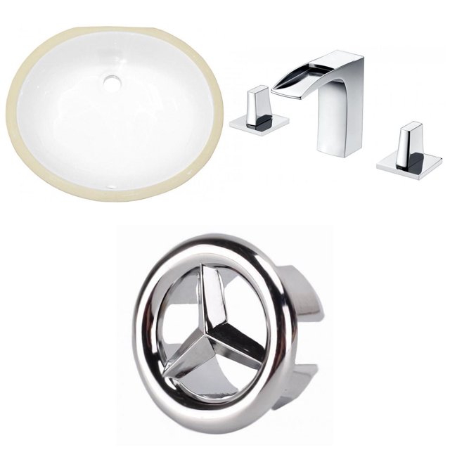 American Imaginations 19.5-in. W CUPC Oval Bathroom Undermount Sink Set In White - Chrome Hardware AI-26832