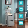 thumbnail image 4 of Costway Armoire de Salle de Bain en Bois pour Plancher, Rangement Multifonction, Support, Organisateur, Gris, 4 of 9