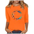 thumbnail image 1 of Dadaria Chemise Orange pour Femmes Hauts T-Shirt à Manches 3/4 Col Ras du Cou Tee Grande Taille Chandail d'Été Blouses m, 1 of 5