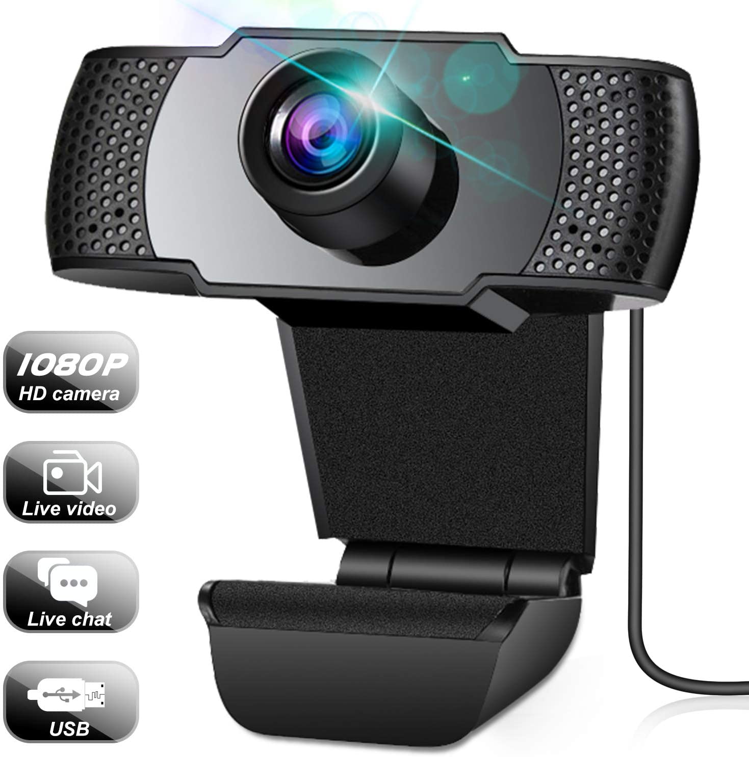 Webcam, Webcam with Microphone, Full 1080P HD Video Webcam, Streaming Computer Web Camera , USB Computer Webcam for Video Calling, Online Classes