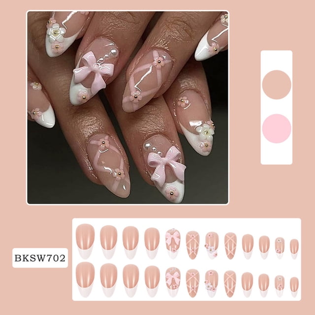 Dvkptbk nail patch Press- Short Nails Press- Short False Nails with Nail Glue Reusable Glue- Nails 12 Sizes