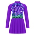 thumbnail image 1 of Sholeno Filles Enfants Cache-Maillot UPF 50 Robe de Natation à Manches Longues Maillot Dermoprotecteur Maillot de Bain Tenue de Plage Haut Violet 8, 1 of 6