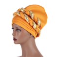 thumbnail image 1 of Bonnet Africain Tressé Turban avec Sequins Cheveux Longs Bandeau de Sommeil pour Femme, 1 of 2