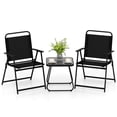 thumbnail image 1 of Gymax 3-Piece Patio Furniture Set Folding Fabric Chairs & Marble-Like Top Coffee Table, 1 of 10
