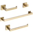 thumbnail image 1 of TURS Brushed Gold Bathroom Accessory Set 4-Pieces Bathroom Hardware Set Square Towel Bar Set Stainless Steel Towel Holder Set, 1 of 4