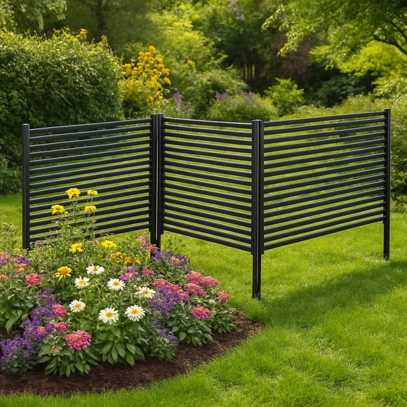 Metal Garden Fence Panel Set – Decorative Rustproof Outdoor Fence with Ground Spikes, No-Dig Garden Border Fence for Flower Beds, Patio, Backyard, Pet Barrier & Vegetable Gardens