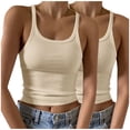 thumbnail image 1 of Timegard Camisoles 2 Pcs pour Femmes Col Rond Côtelé Sans Manches Ajusté Court Haut Décontracté Sortie Camis, 1 of 6