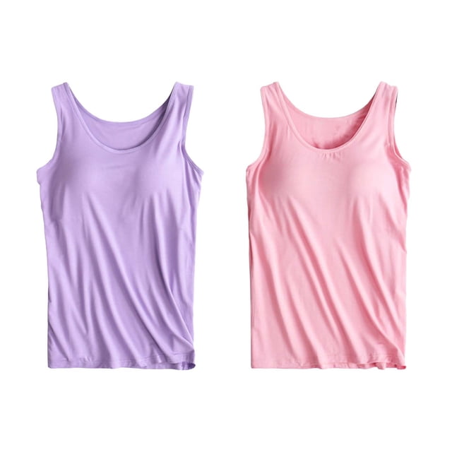 Womens Cotton Camisole Adjustable Camisole With Frame Bra Stretch Undershirt