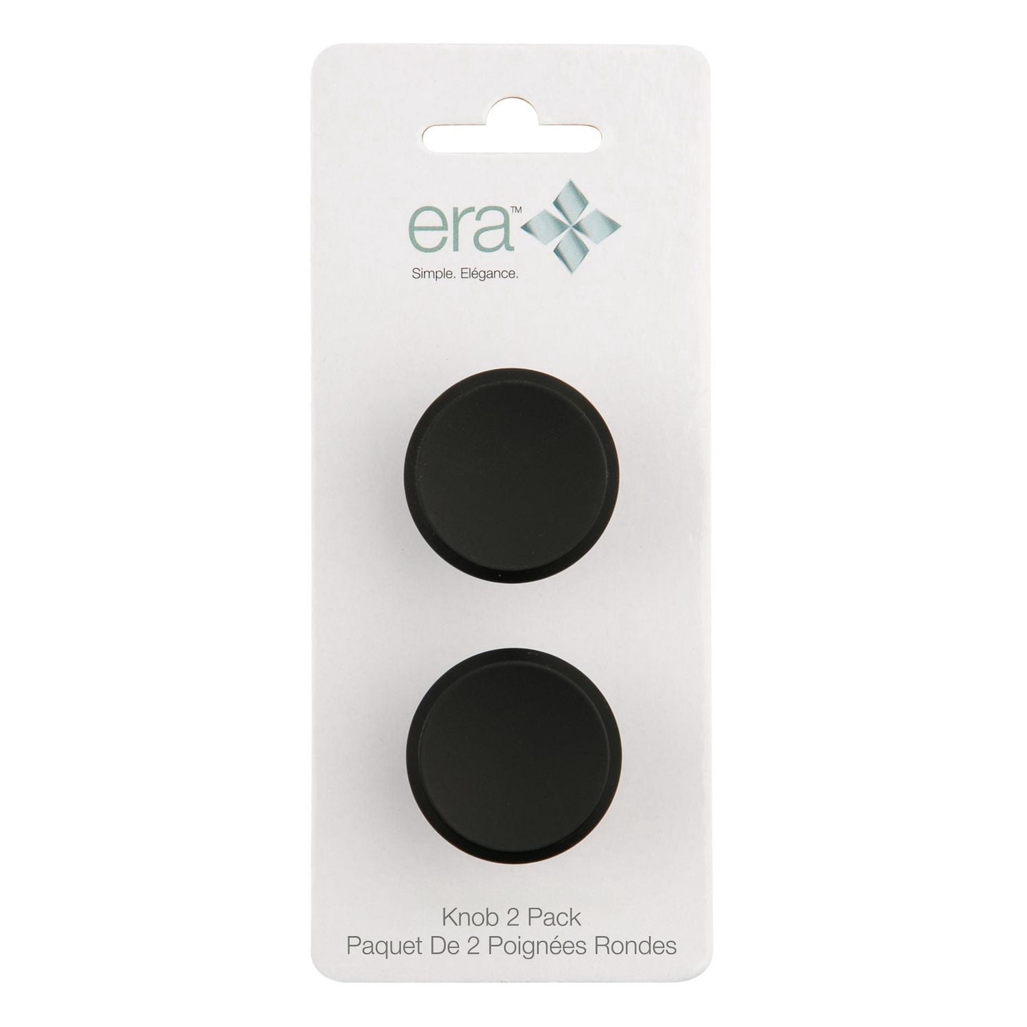 Era Boutons en Métal, Noir Mat, Boutons avec Vis, pour Tiroirs et Portes d'Armoires de Cuisine Lot de 2.