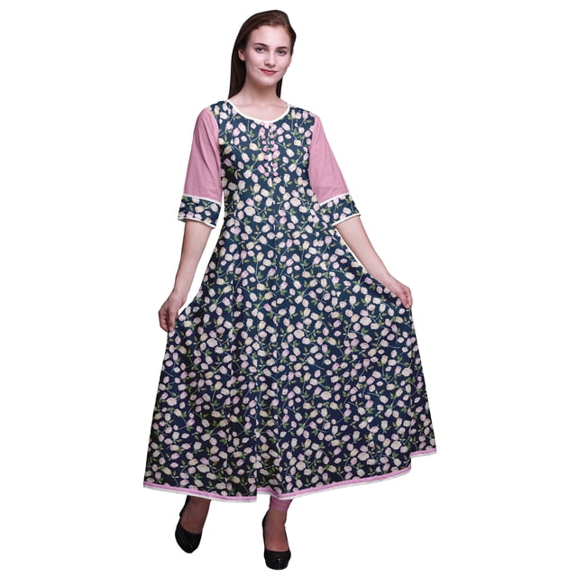 Bimba Robe Anarkali Longue Tenue Ethnique Indienne pour Femmes Maxi Kurta EthnicKurti