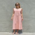 thumbnail image 3 of Tenue de Plage pour Femmes Robe Débardeur en Coton et Lin avec Poches Maxi Couleur Unie Bohemia Robe d'Été, 3 of 9