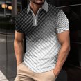 thumbnail image 2 of Birdeem T-Shirt Blouse à Fermeture Éclair pour Hommes, Décontracté, Imprimé, Manches Courtes, Col Rabattu, 2 of 12
