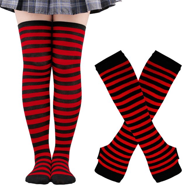 Maytalsory Bas Épais et Confortables en Polyester Faciles à Assortir Rouge et Noir 1Set