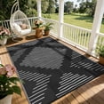thumbnail image 3 of Nanan 8x10 Modern Geometric Outdoor Rug, All-Weather Waterproof Patio Mat, UV Resistant, Stain Resistant, Easy Clean Plastic Rug for Yard, Deck, Balcony, Camping,Black White, 3 of 8