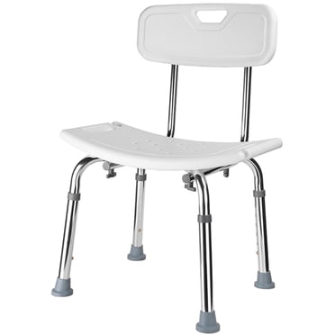Bathroom Safety Shower Chair with Removable Back, Shower Bench Bathtub Seat Hold Up to 300lbs, White