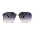 thumbnail image 1 of Mens Classic Airforce Crossbar Rectangle Metal Aviator Sunglasses Silver Smoke, 1 of 4