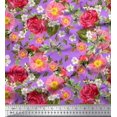 thumbnail image 1 of Soimoi Tissu Crêpe polyester Feuilles, Clématites & Roses Imprimé Floral 1 Yard 42 Pouces de Large, 1 of 3