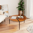 thumbnail image 3 of Wisfor Table d'Appoint Rond de 80 cm, Dessus en Verre, Table Basse de Sofa, Table de Rangement de Chevet, 3 of 10
