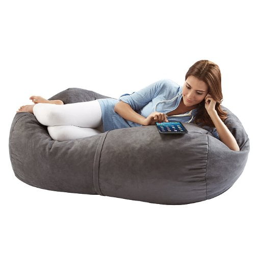 Jaxx Bean Bags Sofa Saxx Chaise Longue, 4 Pieds, Microsuède Charbon