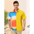 thumbnail image 2 of INSPIRE CHIC Chemises à Manches Courtes Boutonnées Imprimées pour Homme avec Poche Patchwork L Jaune, 2 of 6