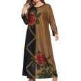 thumbnail image 5 of LSLJS Plus Size Women Casual Loose Printed Long-sleeve Crew-Neck Dress, 5 of 5