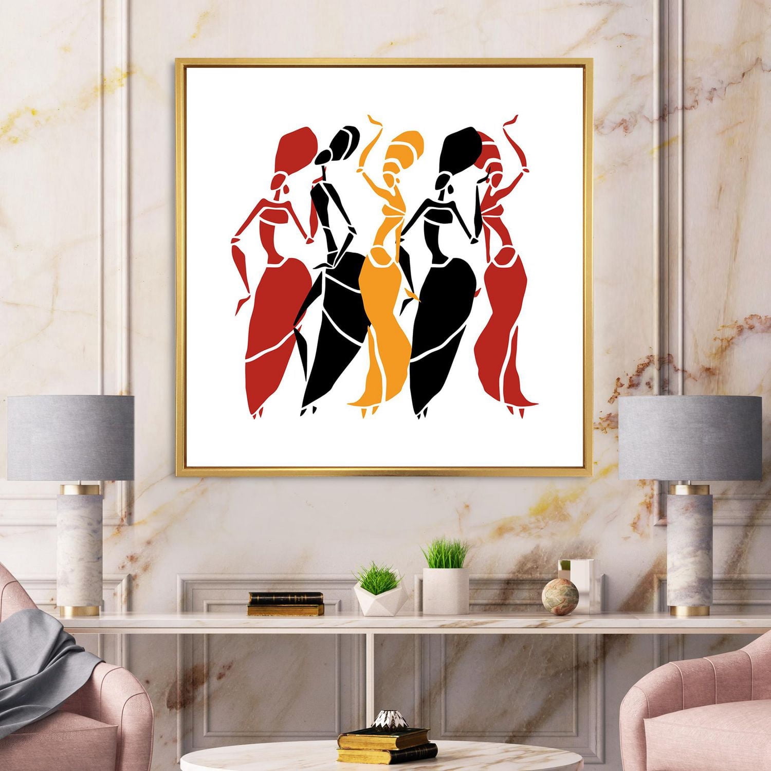 Designart Belles danseuses Silhouettes afro-américaines ART MURAL À CADRE FLOTTÉ