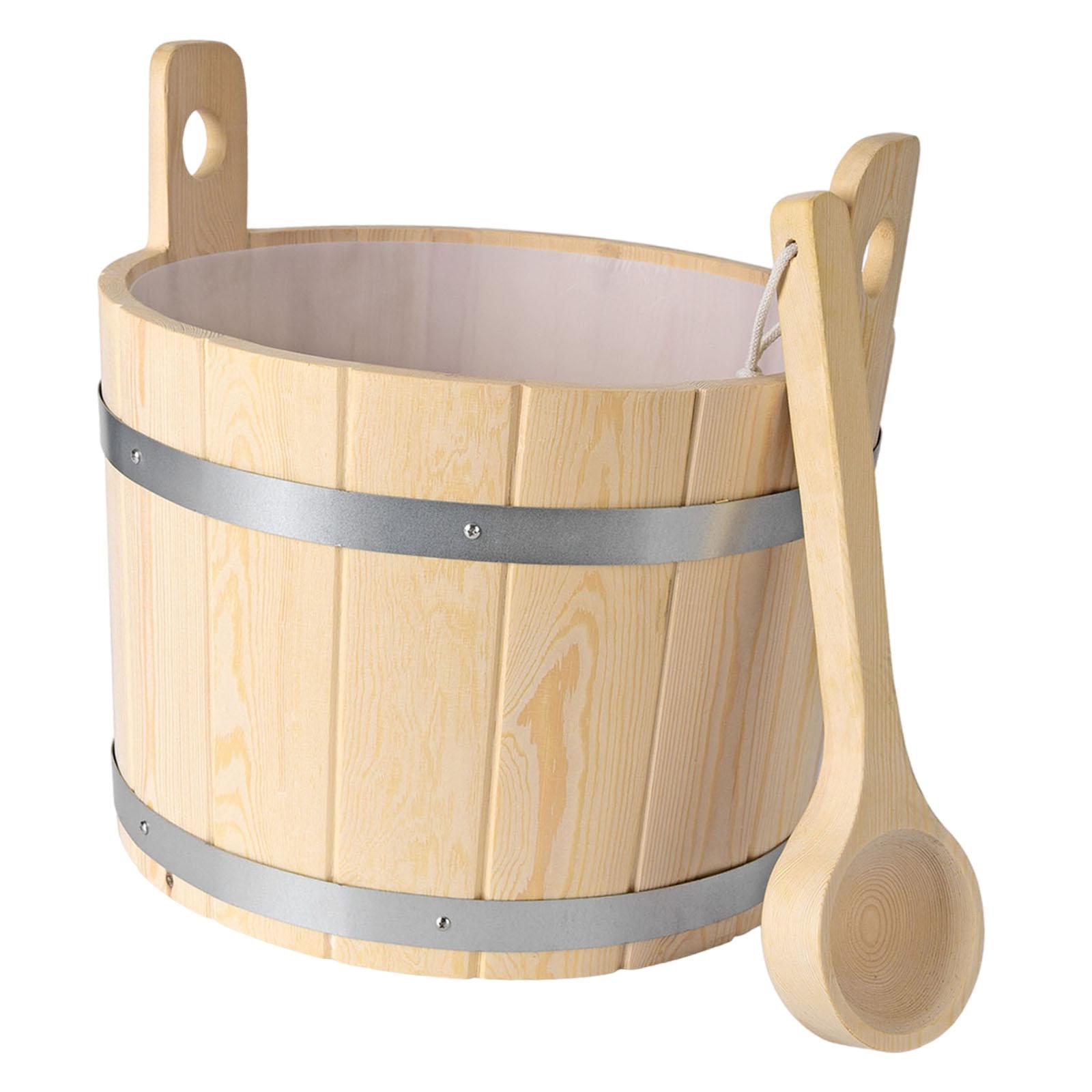 koolsoo 17L Wood Sauna Barrel and Ladle Bath Bucket SPA Accessory for SPA Sauna Home