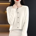 thumbnail image 1 of Baberdicy Haut en Tricot Uni pour Femme, Cardigan à Col Rond Ouvert à l'Avant, Cardigan Uni à Col Rond, Chandail en Tricot Décontracté, Haut de Tous les Jours Beige G, 1 of 5