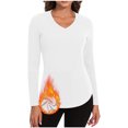 thumbnail image 1 of Timegard Womens Tops Fleece Lined Comfy Skinny Tops V Neck Thermal Underwear Fall Winter Solid Color, 1 of 6