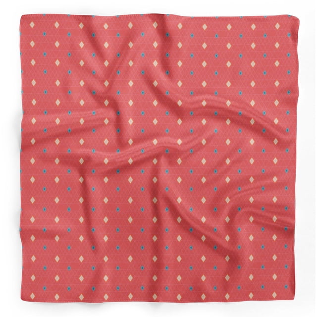Bimba Orange Diamond Geometric Pure Silk Printed Head Bandanas Summer Neck Wrap Scarf 40 x 80 Inches