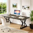 thumbnail image 3 of Fnova 70.86" Dining Table for 6, Modern Rectangular Kitchen Table for Dining Room, Black, 3 of 8