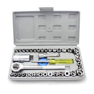Riwcyla 40pcs Socket ensemble de scanner multifonctions voiture moto réparation socket jeu de haute carbone en acier outils à main réparation de voiture boîte à outils