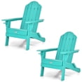 thumbnail image 1 of Patiojoy 2PCS Folding Adirondack Chair Outdoor Adirondack Chair Weather Resistant Lounger  Fire Pit Chair for Backyard Porch Poolside Turquoise, 1 of 8