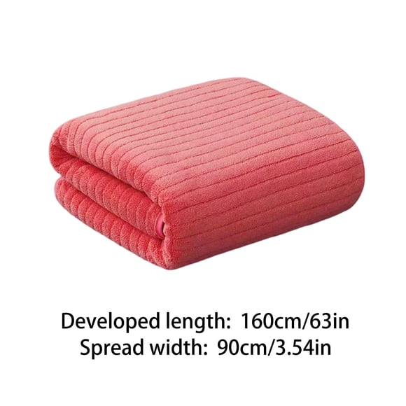 Feltree 90x160cm Velvet Bath Towel Extra Large Striped Pattern Super Absorbent Quick Dry Hair Body Beach Towel Coral Fleece