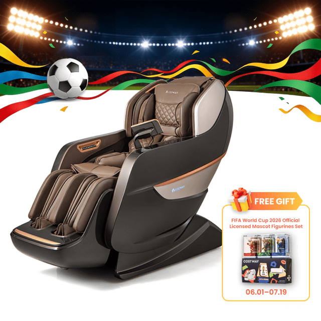 Costway Therapy22 Fauteuil de Massage Corps Entier, Fauteuil Inclinable Électrique à Gravité Zéro avec Coussin d'Air, Roulettes, Chauffage, Détection d'Épaule, Étirement Thaï, Haut-Parleur Sans Fil, Écran Tactile