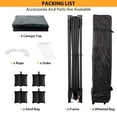 thumbnail image 5 of 10x20 Pop Up Canopy Tent, Heavy Duty Outdoor Canopy with 3 Adjustable Height, Commercial Street Vendors Party Tents for Parties Wedding with Roller Bag & 6 Sandbags, Black, 5 of 5