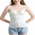 thumbnail image 1 of Women‘s Solid Color Slim Deep V-neck Cropped Top Summer Base Camisole Can Be Worn Outside, 1 of 3