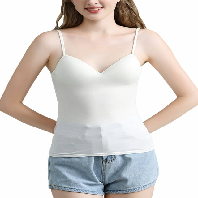 Women‘s Solid Color Slim Deep V-neck Cropped Top Summer Base Camisole Can Be Worn Outside