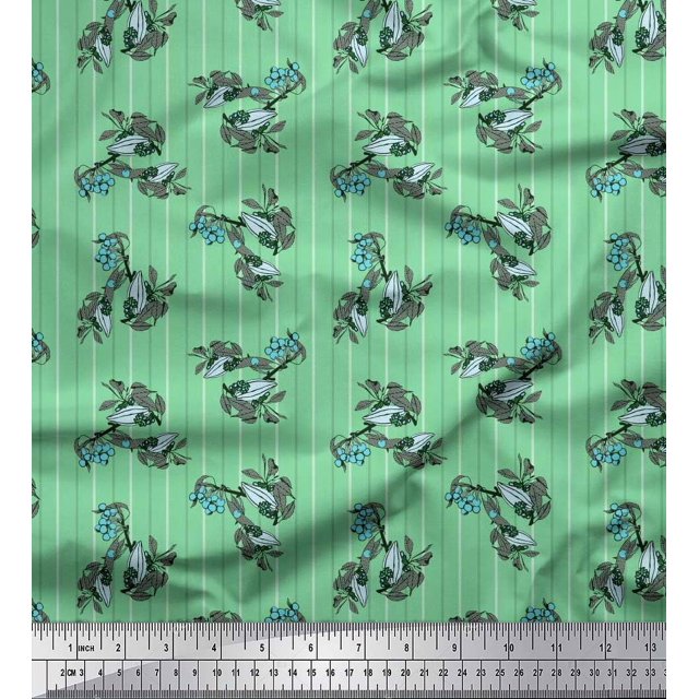 Soimoi Poly Georgette Fabric Star & Owl Bird Printed Fabric 1 Yard 52 Inch Wide