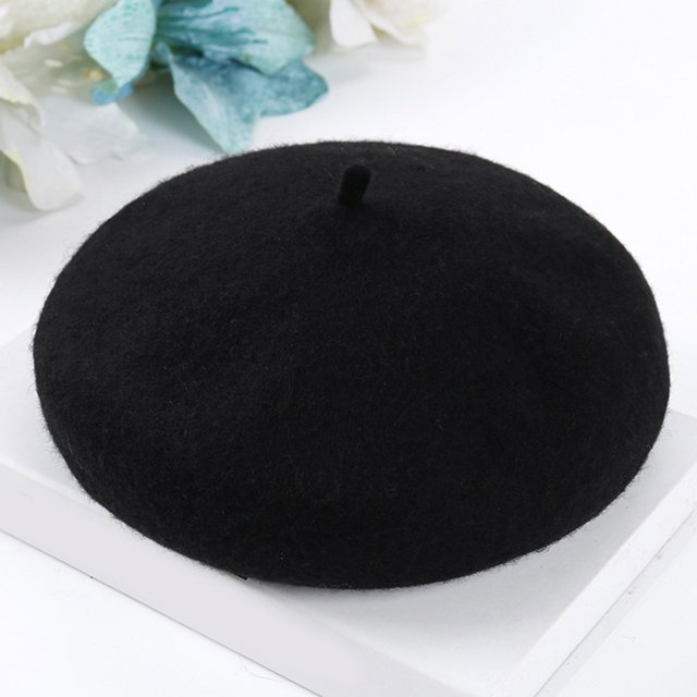 Women New Solid Color Adjustable Wool Beret Wool Warm Hat In Autumn and Winter