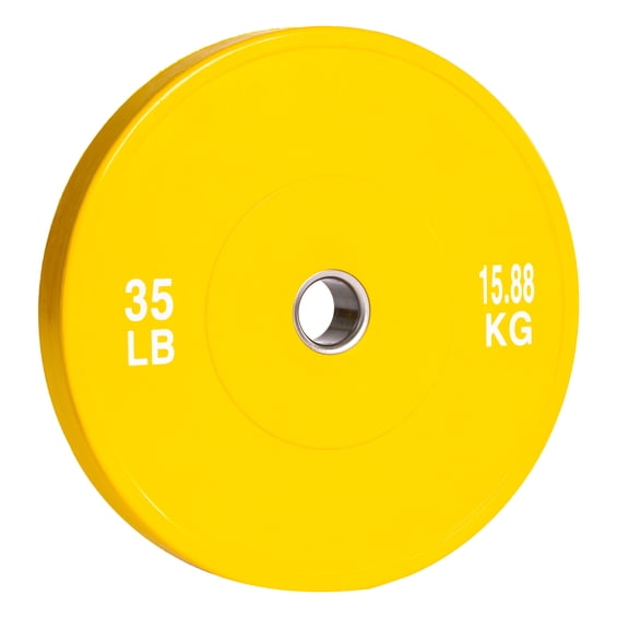 PRISP Plaque de Poids Bumper Olympique - Plaque en Caoutchouc pour Barre Olympique de 2 Pouces avec Insert en Acier; Paires, Ensembles et Plaques Simples Disponibles