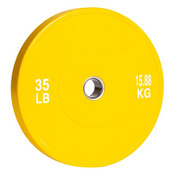 PRISP Plaque de Poids Bumper Olympique - Plaque en Caoutchouc pour Barre Olympique de 2 Pouces avec Insert en Acier; Paires, Ensembles et Plaques Simples Disponibles